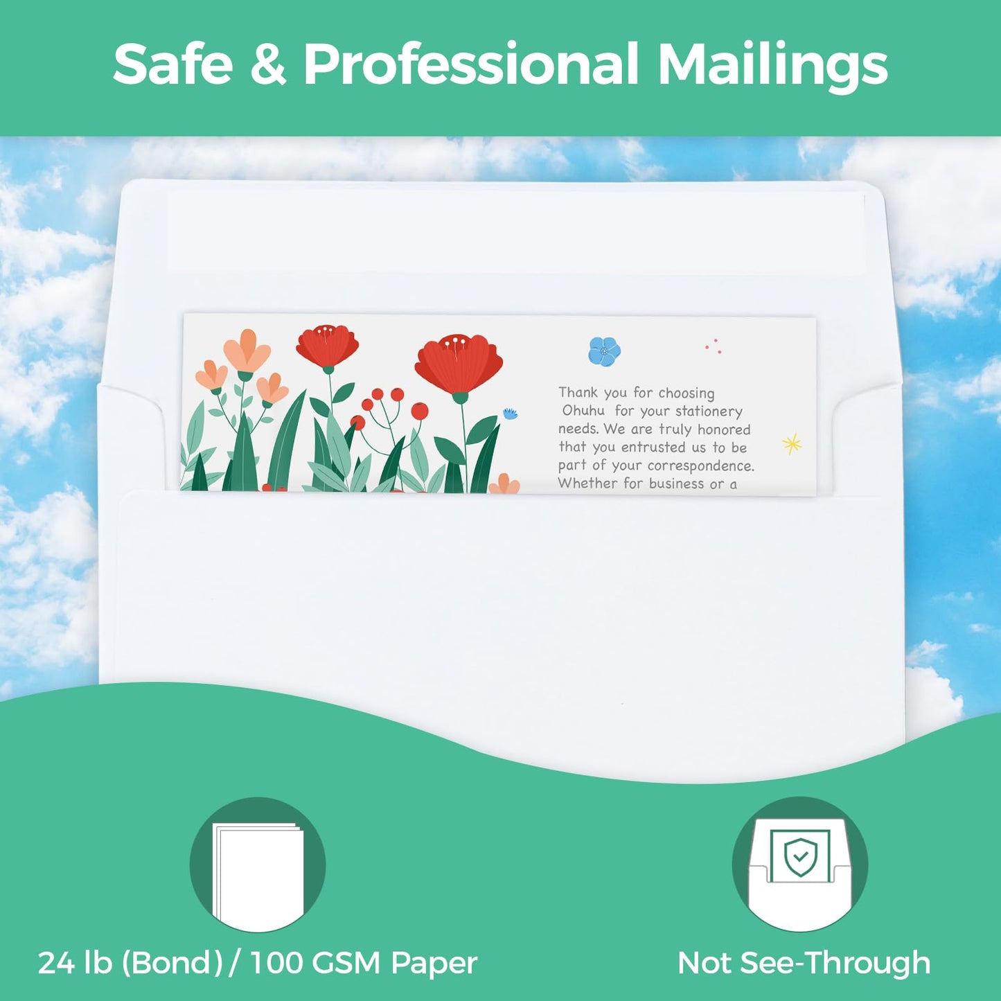 Ohuhu A7 Printable White Envelopes, 5X7 1000 Pack White Envelopes - Quick Self Seal, Printable Envelopes for 5x7 Cards, Perfect for Weddings, Invitations, Baby Shower, 5.25 x 7.25 inches