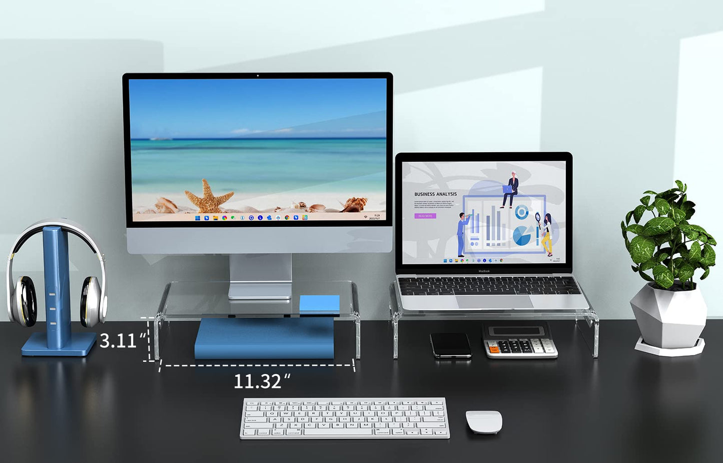 Zimilar 2 Pack Monitor Stand Riser, Acrylic, for Computer, Laptop, Printer, Notebook, iMac, Home Office, 2 Monitors