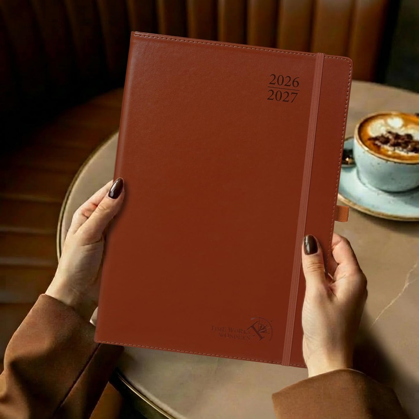 POPRUN 2026-2027 Planner - Weekly And Monthly Planner (A4 Size 8.25'' x 11.75''), 15-Minute Hourly Planner & Appointment Book (July 2026 - June 2027), Monthly Tabs, Inner-pocket - Burgundy