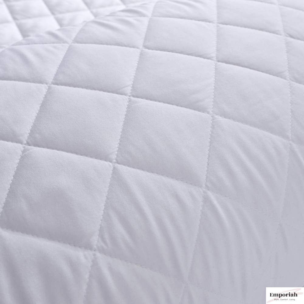 Emporiah Waterproof Quilted Pillow Protector Pad, Super Soft, Breathable and Noiseless, Zippered - Set of 2 Pillow Covers