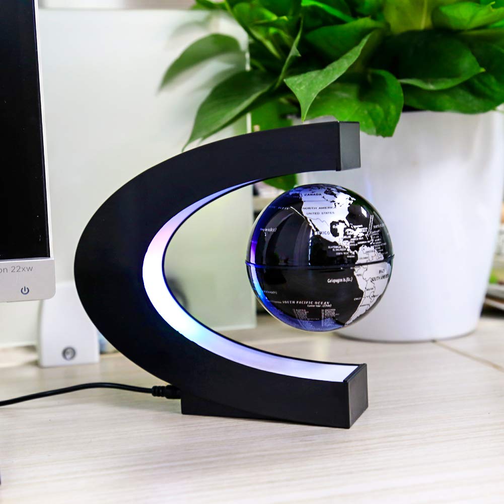 MOKOQI Magnetic Levitating Globe with LED Light, Cool Tech Gift for Men Father Boys&Girls, Birthday Gifts for Kids, Floating Globes World Desk Gadget Decor in Office Home /Display Frame Stand
