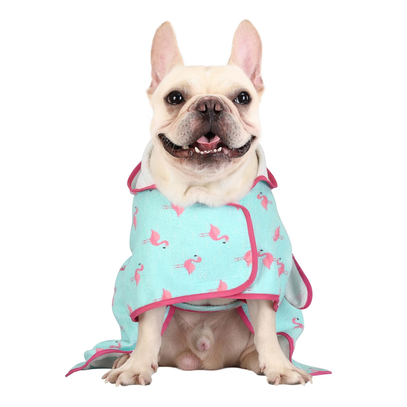 HDE Dog Bathrobe Super Absorbent Quick Drying Towel Wrap Adjustable Bath Robes with Hood for Dog Sizes S-XXL