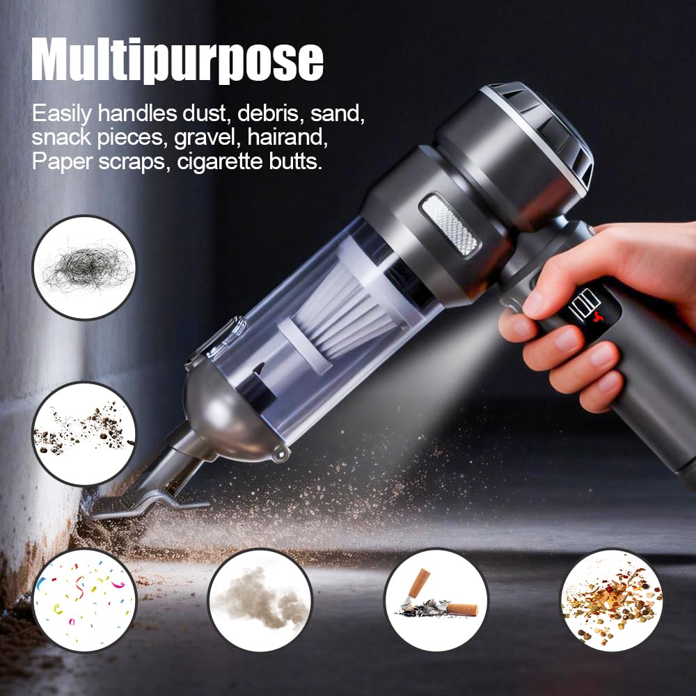 Handheld Vacuum Cordless, 25KPA Powerful Rechargeable Portable Car Vacuum Cleaner Mini Car Cleaner for Pet Hair, Car, Home, Office, Kitchen