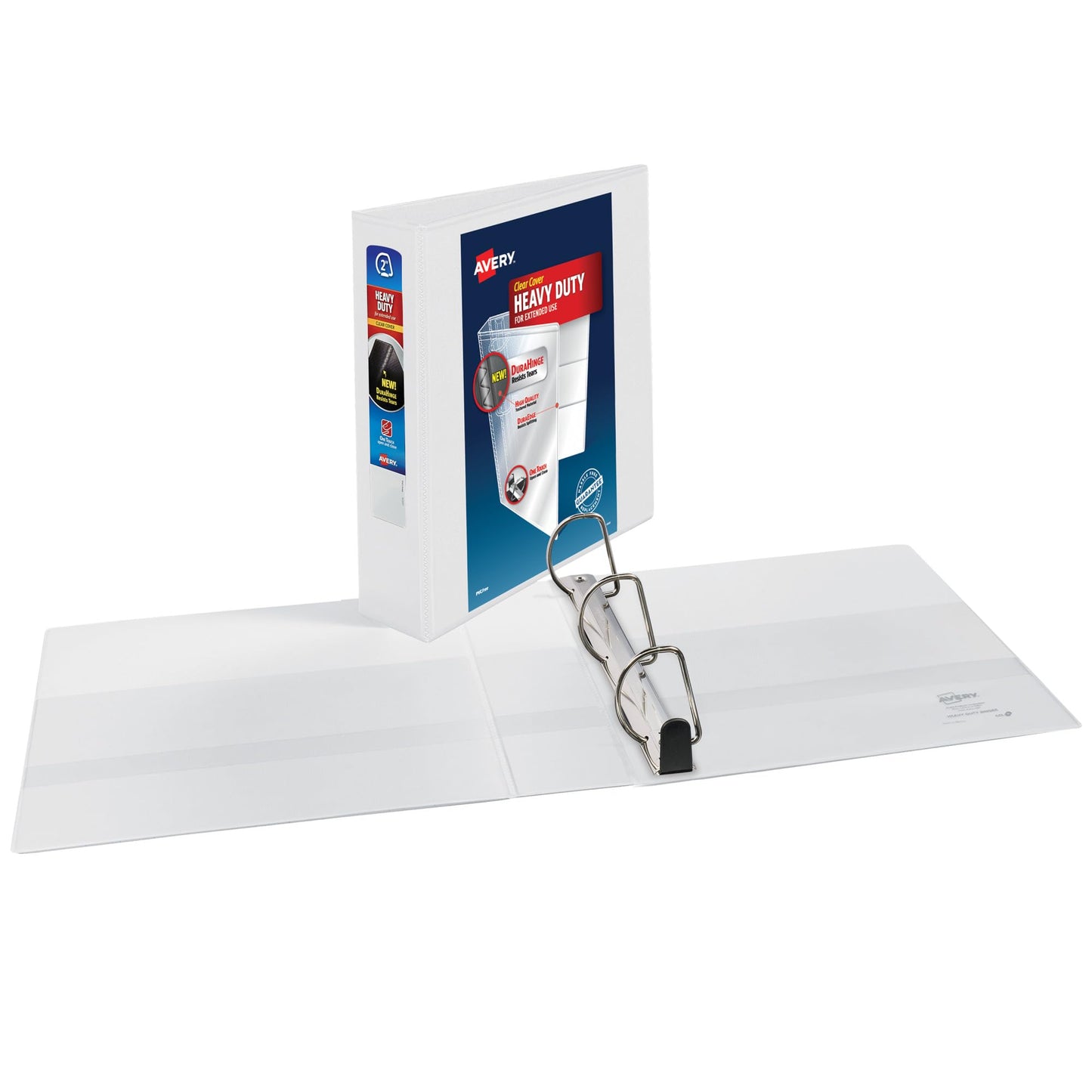 Avery Heavy-Duty View Binder, 2" One Touch Rings, 500-Sheet Capacity Each, DuraHinge, White, Pack of 4 (79790)