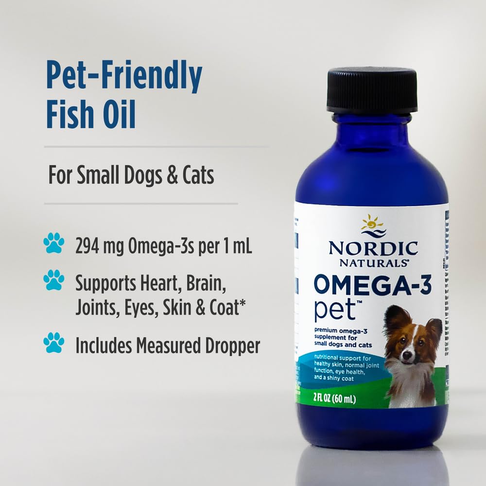 Nordic Naturals Omega 3 Pet - Fish Oil Liquid for Small Dogs and Cats, 2 Oz