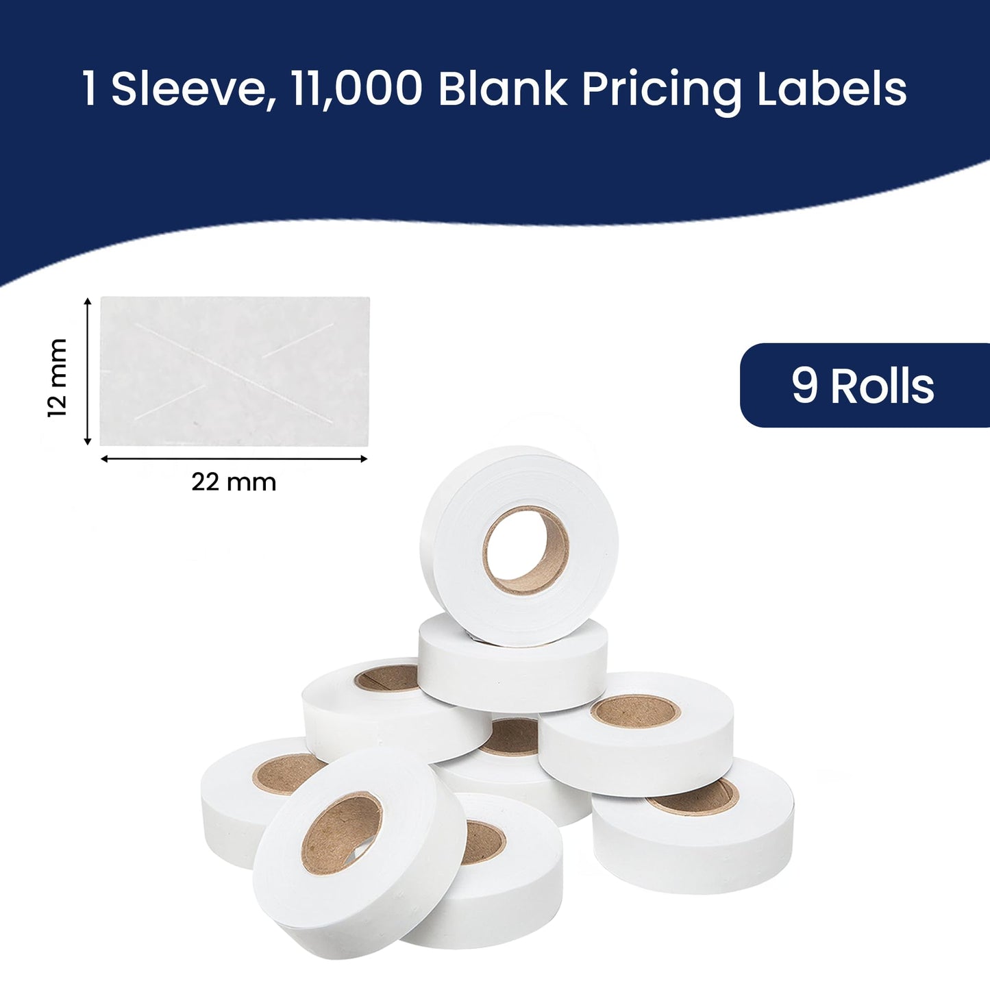 Perco 2212 White Pricing Labels for Garvey Contact 22-6/22-7/22-8 Price Gun - 9 Rolls, 11,000 Pricemarking Labels - with Bonus Ink Roll