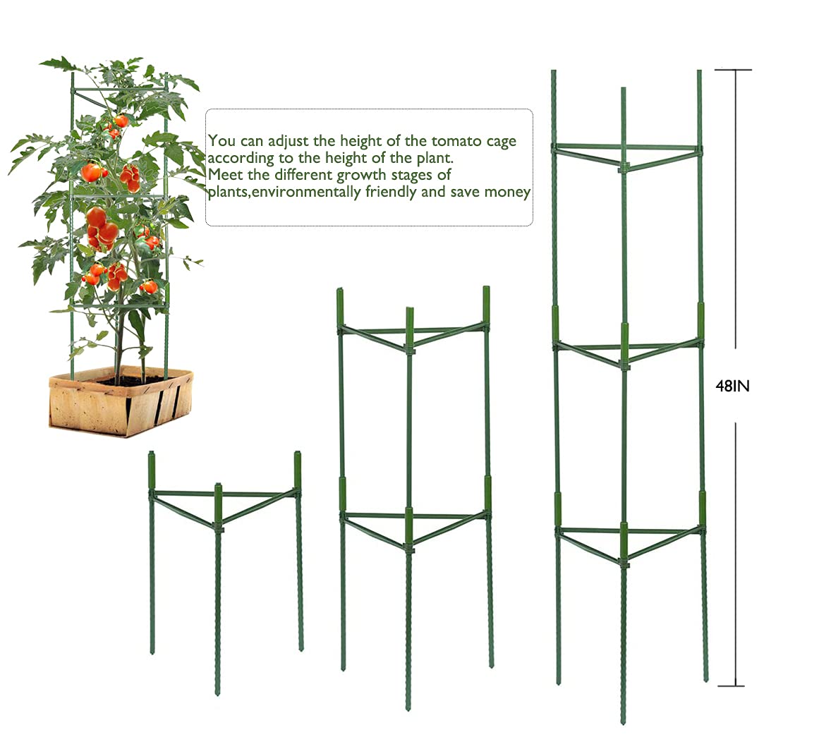 flowlamp Tomato Cages Supports, 4 Pack Plant Support Deformable Assembled Cucumber Trellis, Up to 48IN Multi-Functional Tomatoes Cage Garden Trellis for Climbing Plants Outdoor