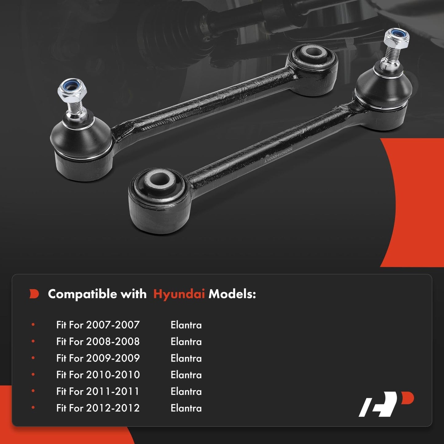 A-Premium 2 x Rear Forward Lower Control Arm, with Ball Joint & Bushing, Compatible with Hyundai Elantra 2007-2012