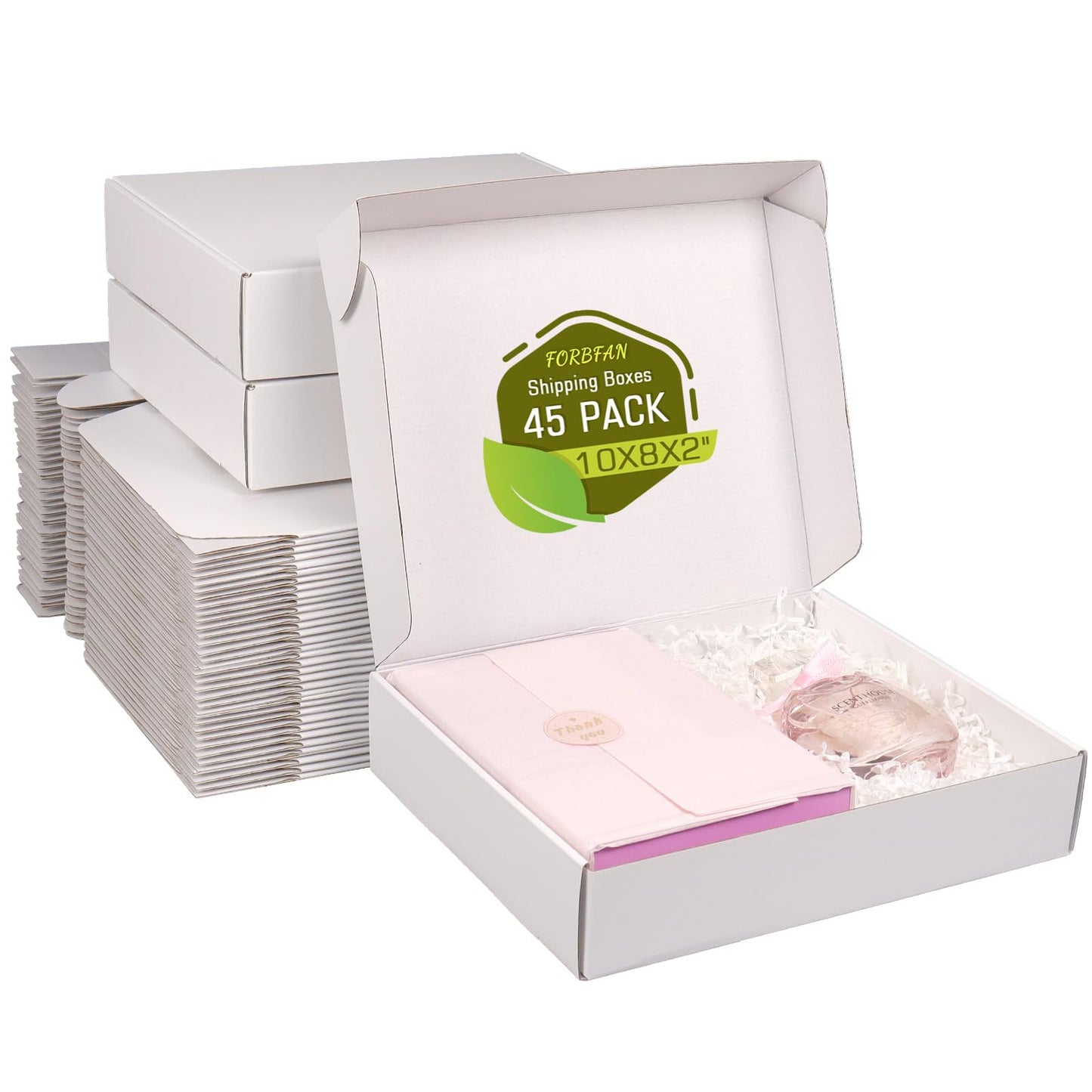10x8x2 Inch White Shipping Boxes 40 Pack, Mailer Boxes for Packaging Small Business Supplies, Cardboard Boxes for Packaging, Packing Gift Boxes