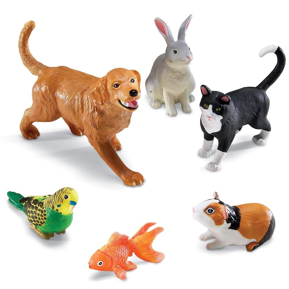 Learning Resources Jumbo Domestic Pets, Preschool Pet Toys, Classroom Desk Pets, 6 Animals, Ages 2+