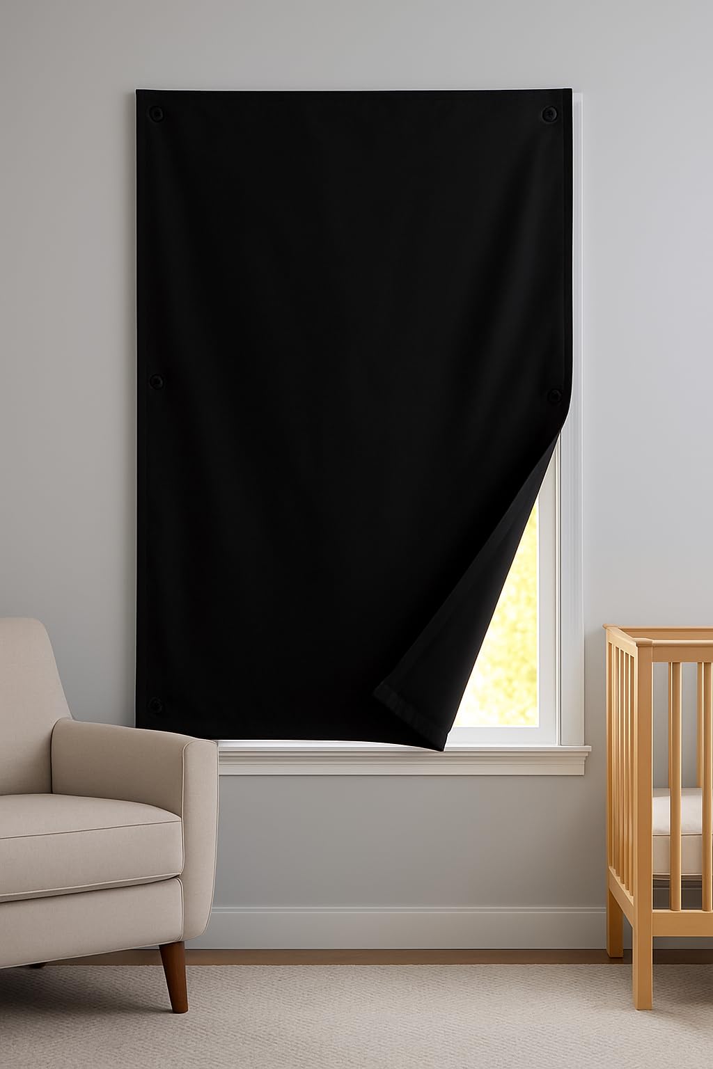 Dream Art Portable Blackout Blinds Curtain with Suction Cups for Home or Travel Use (Black)