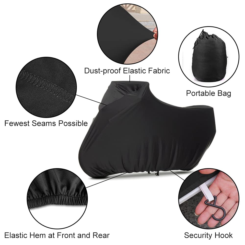 WinPower Indoor Motorcycle Cover Velvet Stretch Elastic Dust-Proof Scratch-Proof Covers for Motorbikes, 96inches
