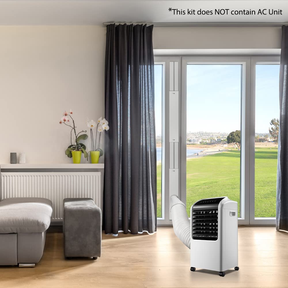 Portable Air Conditioner Window Door Kit with 5.9“ Exhaust Hose, Universal Adjustable Window Seal for AC Unit, AC Vent Kit for Sliding Window and Door with 2 M Hose