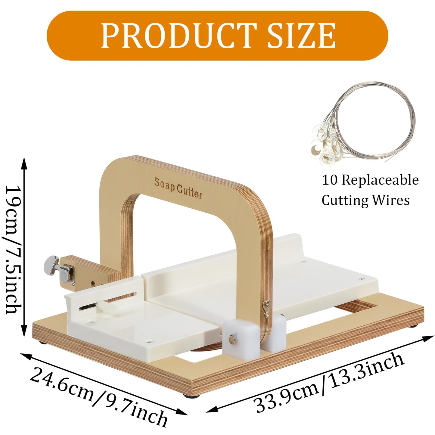 Wooden Soap Cutter, Wire Soap Cutter Adjustable Wire Cheese Slicer Planer Cutting Tool for Handmade Soap Candles Trimming Cheese Making (Wood-Update)