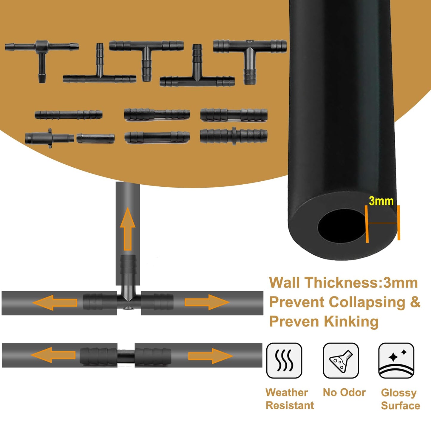 Silicone Vacuum Hose with 12 Sizes 120PCS Nylon Connector, 3/4/5/6/8/10mm ID,2M 6PSC 130PSI Silicone Vacuum Hose Kit for Automobile (3mm+4mm+5mm+6mm+8mm +0.39 4 in+connector)