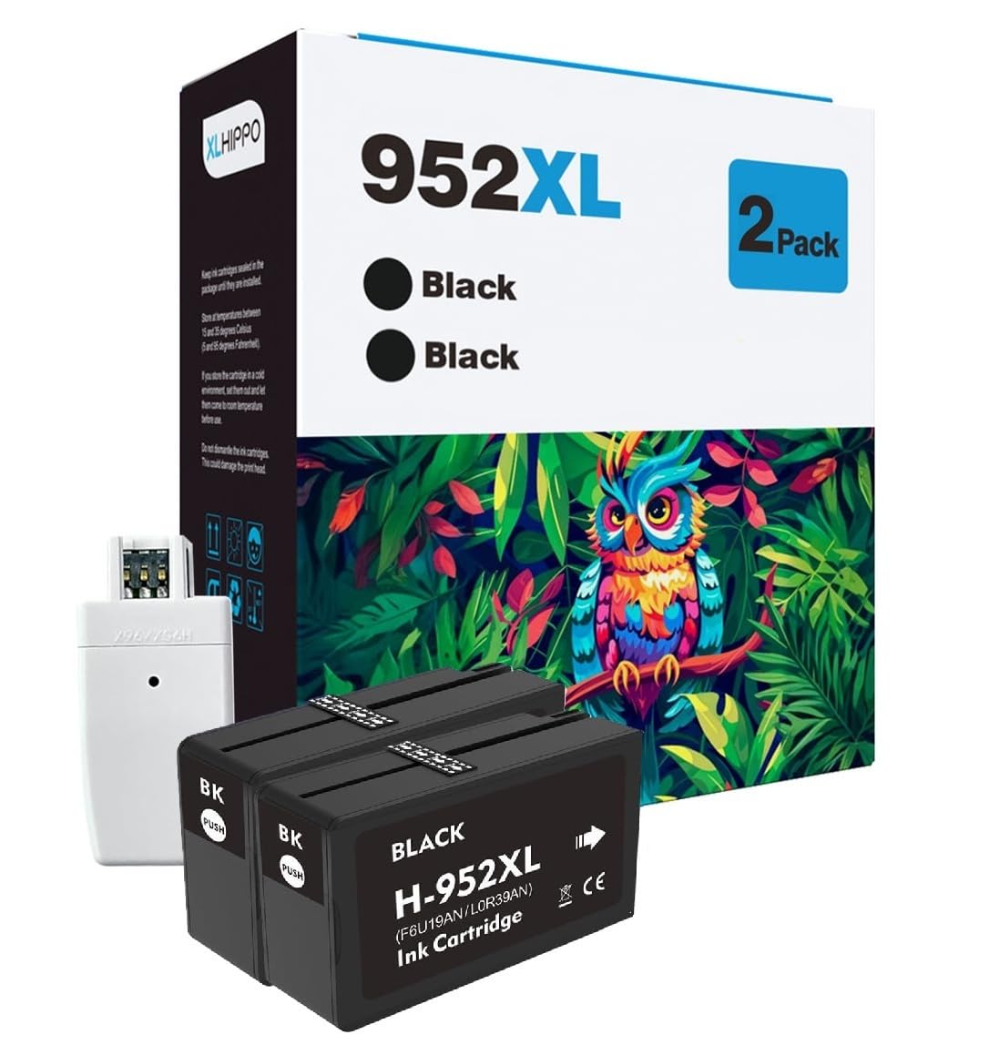 952XL Black Replacement for HP 952 952XL Black Ink Cartridges Works on HP OfficeJet Pro 8710 7740 8720 8715 8210 7720 8702 8730 8740 8725 | 2 Black 952 XL + Upgrade Device