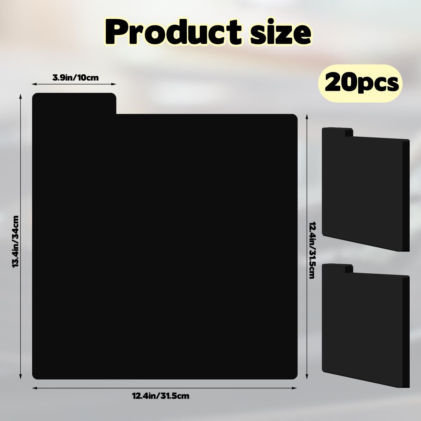 20 Pcs Vinyl Record Dividers, 31.5x34cm Plastic Record Divider with Tabs, Reusable LP Organizers DIY Blank Album Vinyl Separators for 33 RPM LP Organization (Black)