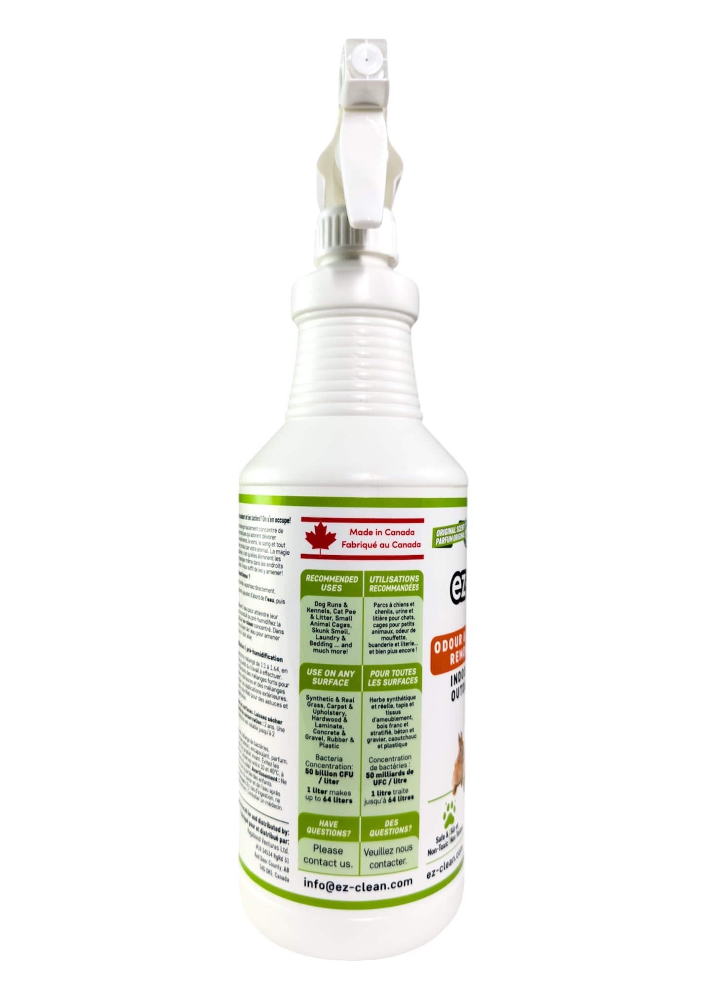 ez-clean Odour Remover- Highly Concentrated Bio Enzyme - Pet Odour Eliminator for Dog, Cat, and Small Animal Urine - Indoor & Outdoor Use for Any Organic Spills