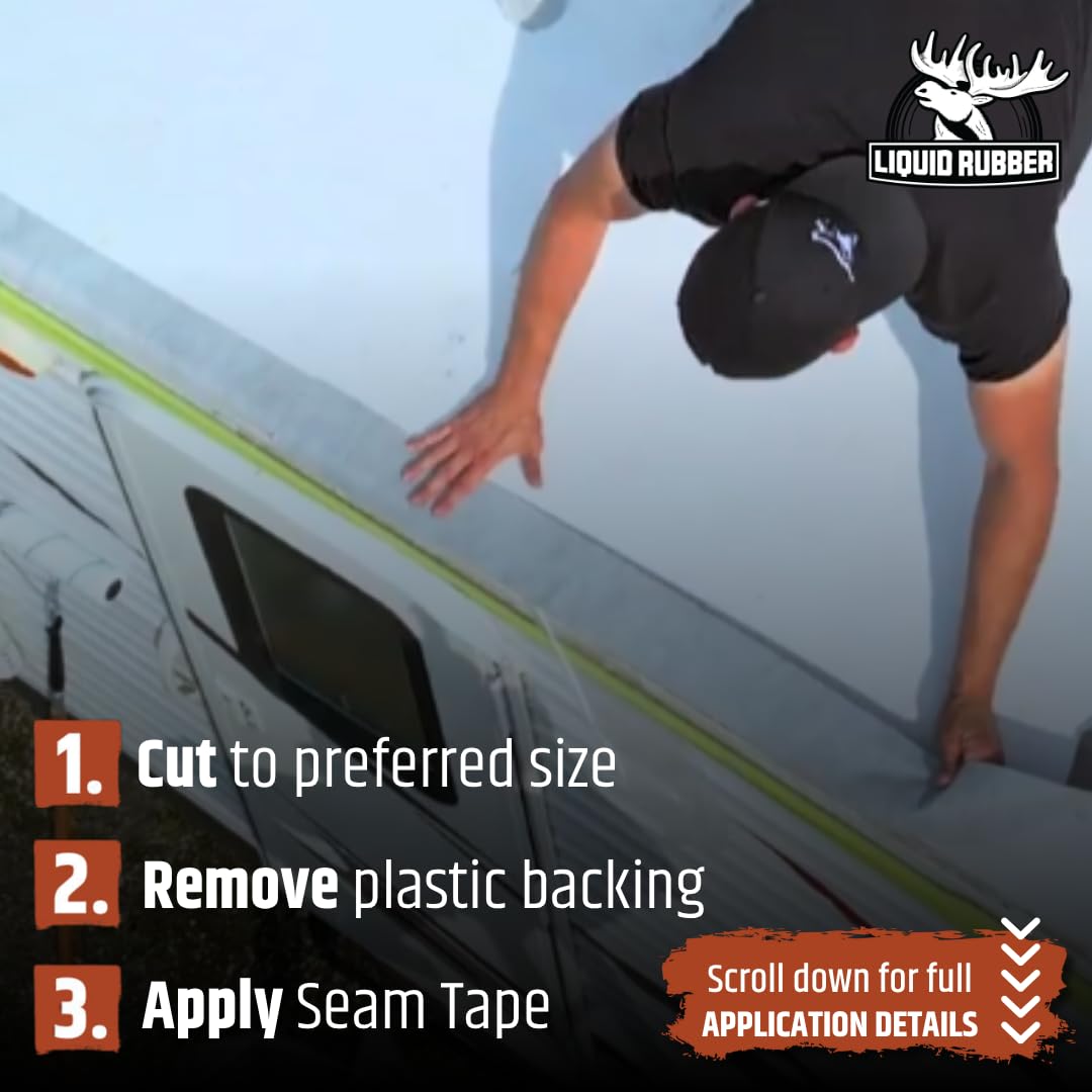 Liquid Rubber Peel and Stick Seam Tape - Fix Leaks, Repair and Restore Roof Joints and Tears, Bonds to EPDM, Metal, Tiles, Shingles, Wood, and Fiberglass Easy to Use, 2 Inch x 50 Foot Roll
