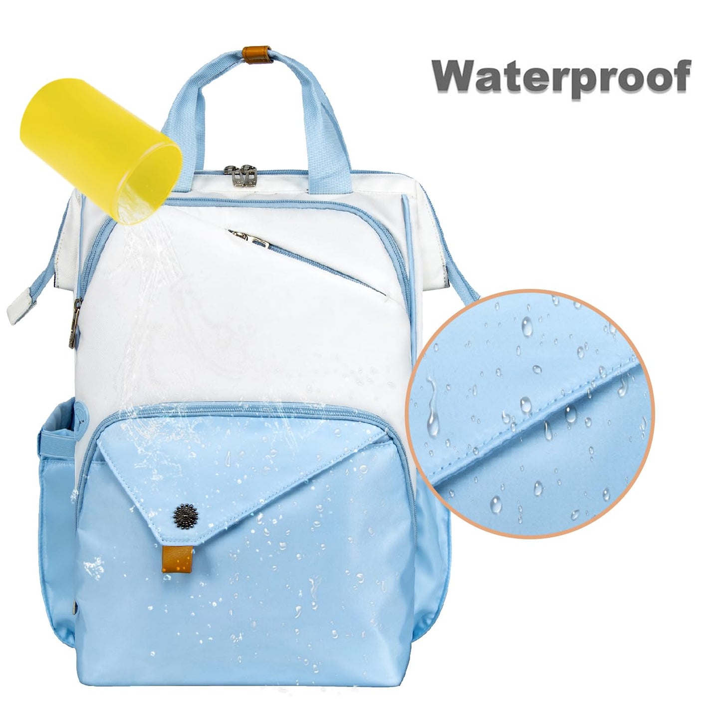 Hap Tim Travel Backpack Carry On Flight Approved, Laptop Backpack for School, Work Backpack Woman, White Blue（7651-WB）