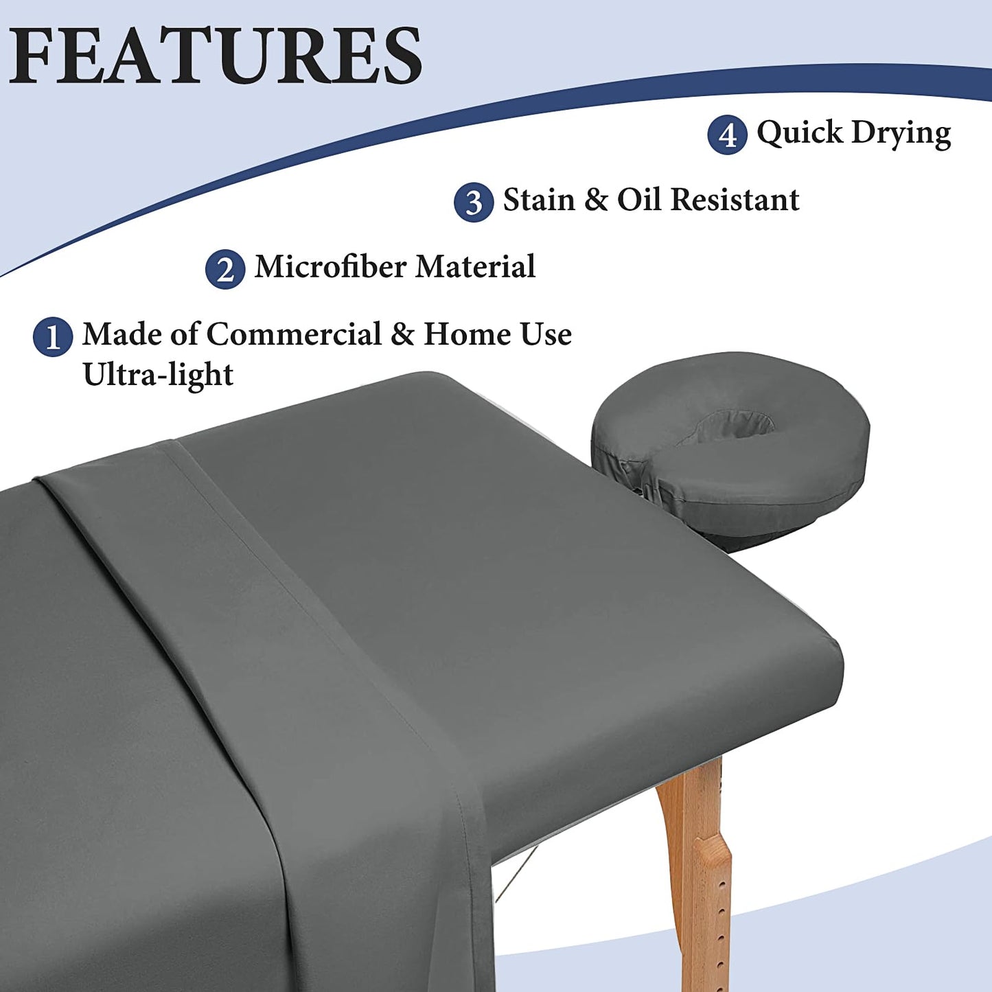 4 Sets Massage Bed Sheets Soft Microfiber, Spa Bed Sheets for Esthetician Includes Massage Table Cover, Fitted Sheet, Face Rest Cover, Resistant Oil and Wrinkle (4 Colors)