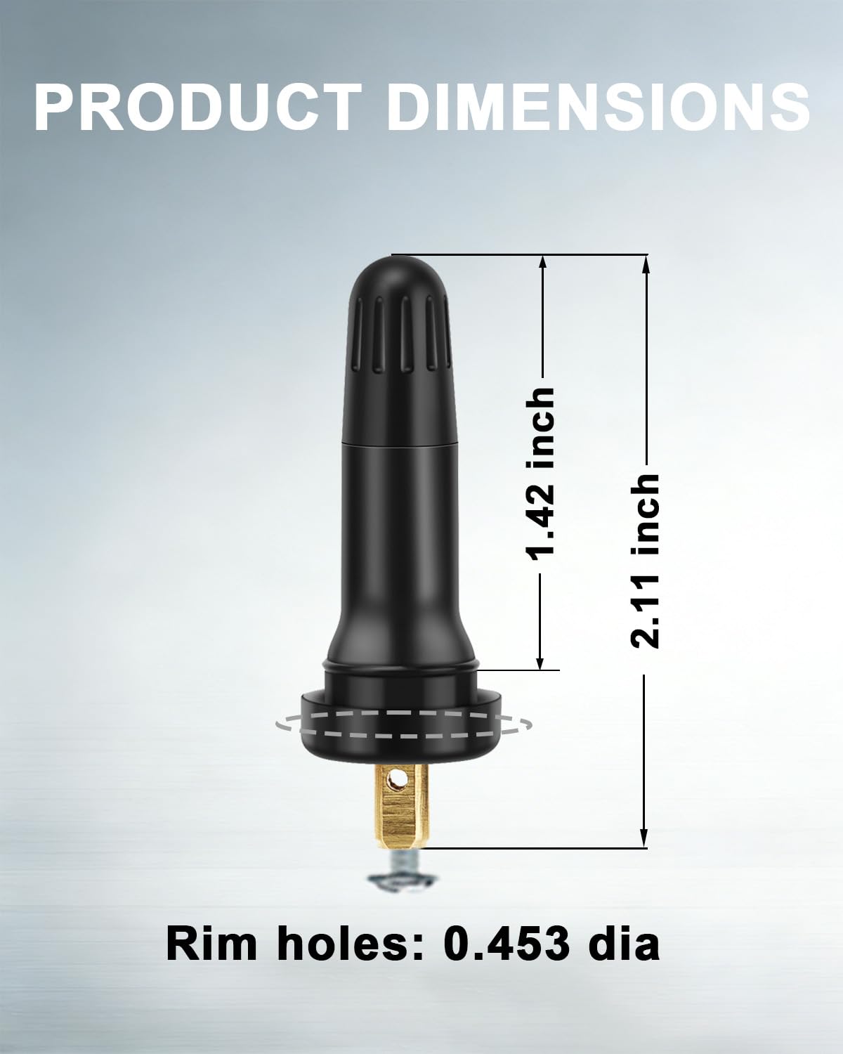 Riseuvo 50 Pcs TPMS 20008 Rubber Valve Stems - Snap-in Replacement for TPMS Sensors, Fits 0.453" Rim Hole for Cars, Trucks, SUVs