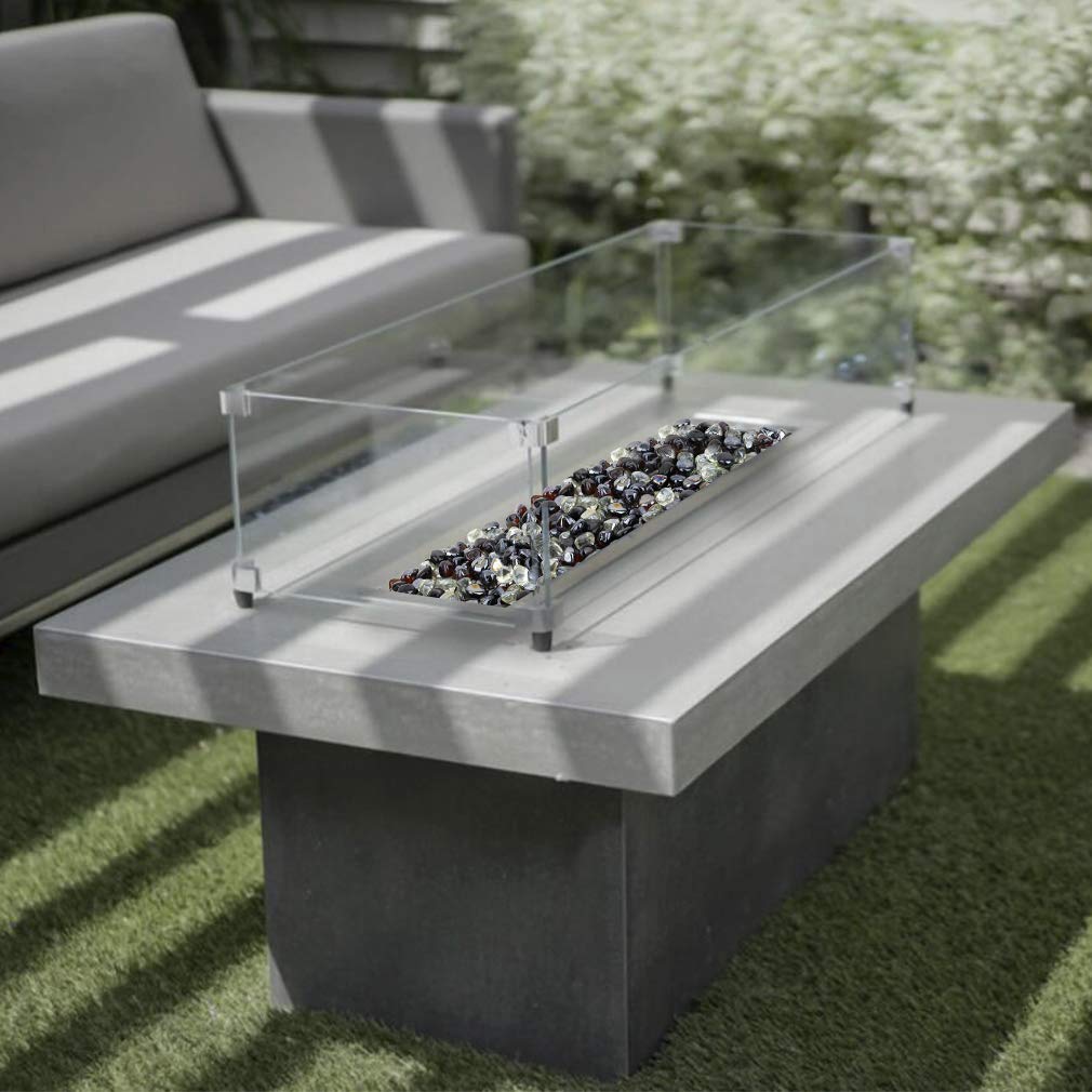 Stanbroil 10-Pound Blended Fire Glass Diamonds - 1/2 inch Reflective Fire Glass Blended Onyx Black,Crystal Ice,Amber Luster for Indoor and Outdoor Gas Fire Pits and Fireplaces