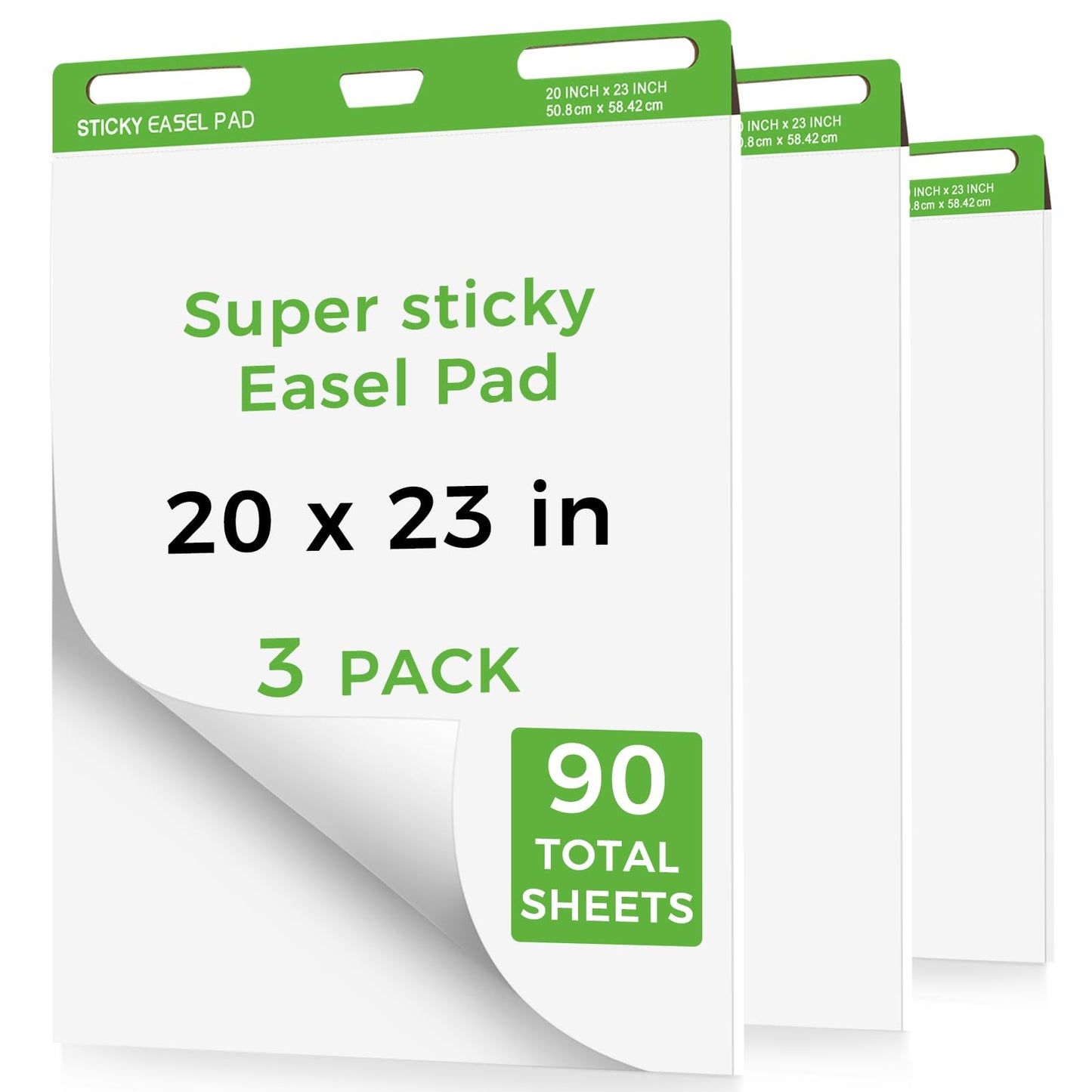 DINGIXOC Sticky Easel Pads 20 x 23 Inches, 3 Pack Anchor Chart Paper for Teachers, Self Stick Flip Chart Paper with Sticky Back for Classroom, Office, 30 Sheets/Pad (White)