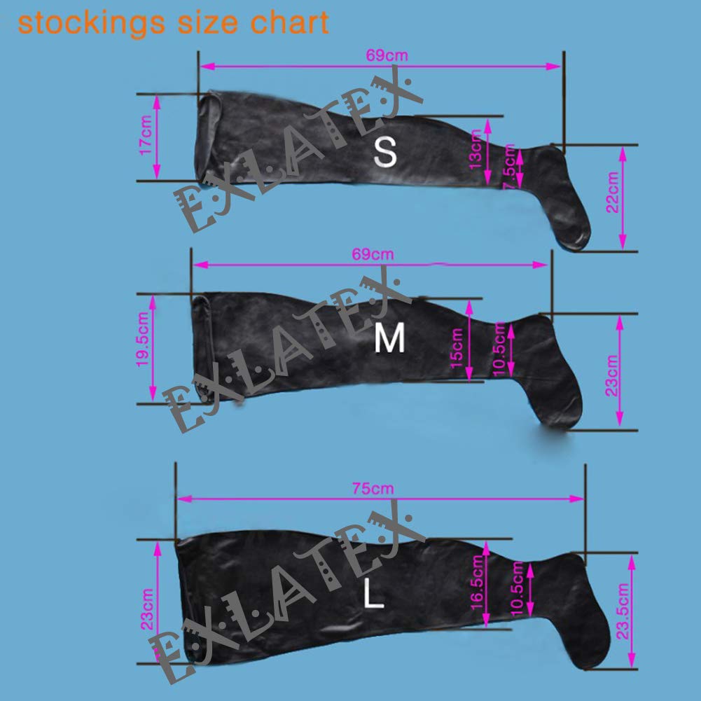ECOSPLAY Women's Range Latex Rubber Black Thigh-high Stockings (Large)