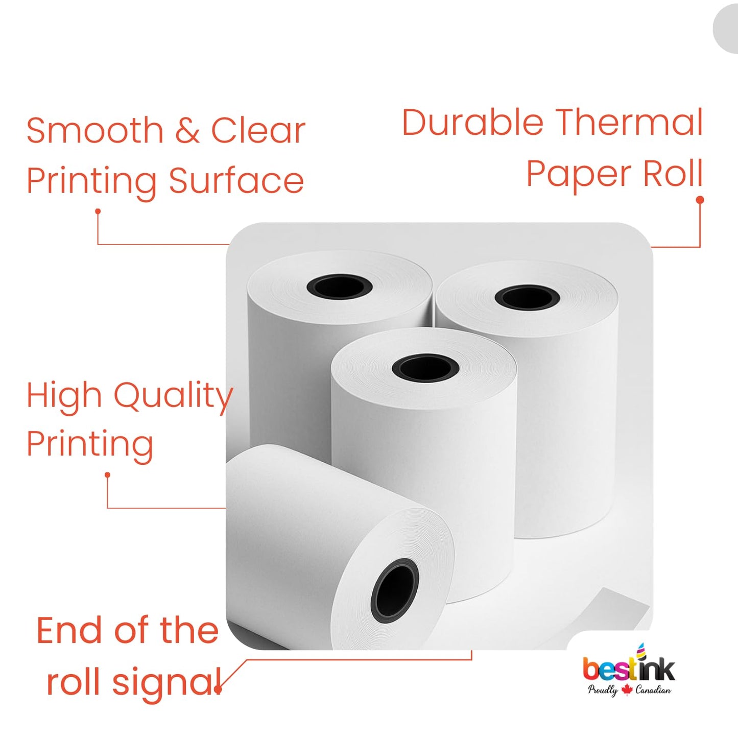 bestink 25 Rolls 3 1/8″ x 200′ Thermal Paper Receipt Rolls – Fits 3-1/8″ x 225′ & 3 1/8″ x 220′ – 70mm Diameter, 16mm Core – BPA-Free, Fade-Resistant – POS/Cash Register/Receipt Printers