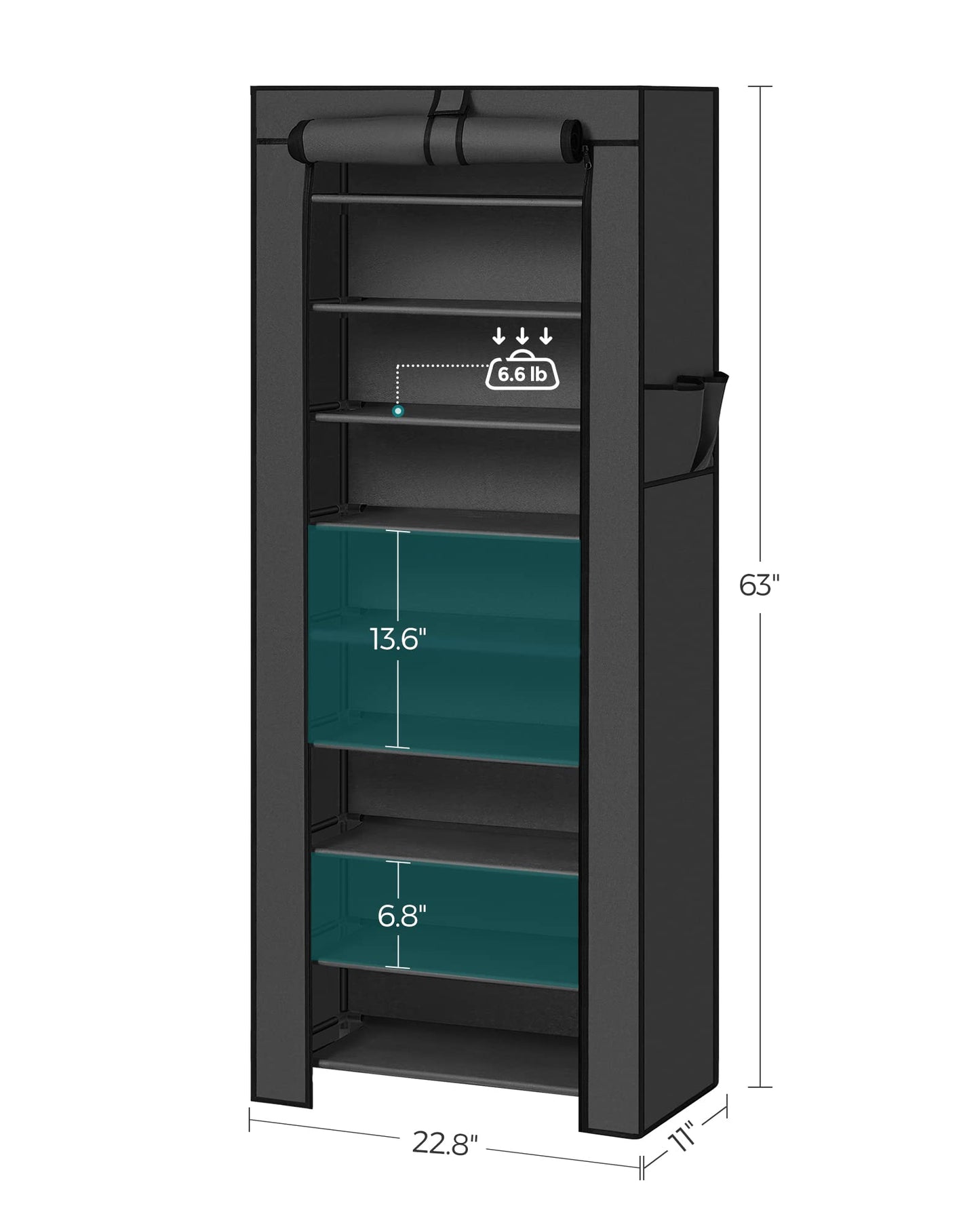 SONGMICS 10-Tier Shoe Rack, Shoe Storage Organizer Cabinet with Dustproof Cover, Free-Standing, for Closet, Entryway, Hold 27-35 Pairs, for Sneakers, High Heels, Black URXJ10H01