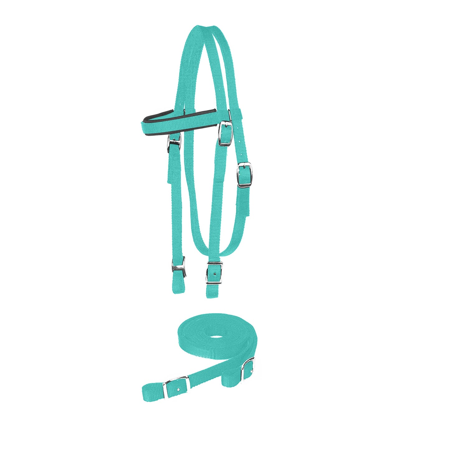 Majestic Ally Horse Headstall with Reins, Nylon Padded Browband, Multiple Colors (Turquoise, Full)
