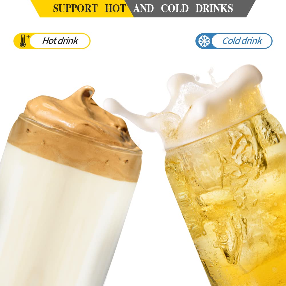 20 Pack Bamboo Lid Glasses with Straws, Can Shaped Beer Glasses, Reusable Cute Tumbler Cups for Whiskey, Iced Coffee, Tea, Soda, Cocktail, Gift, Clear 16oz