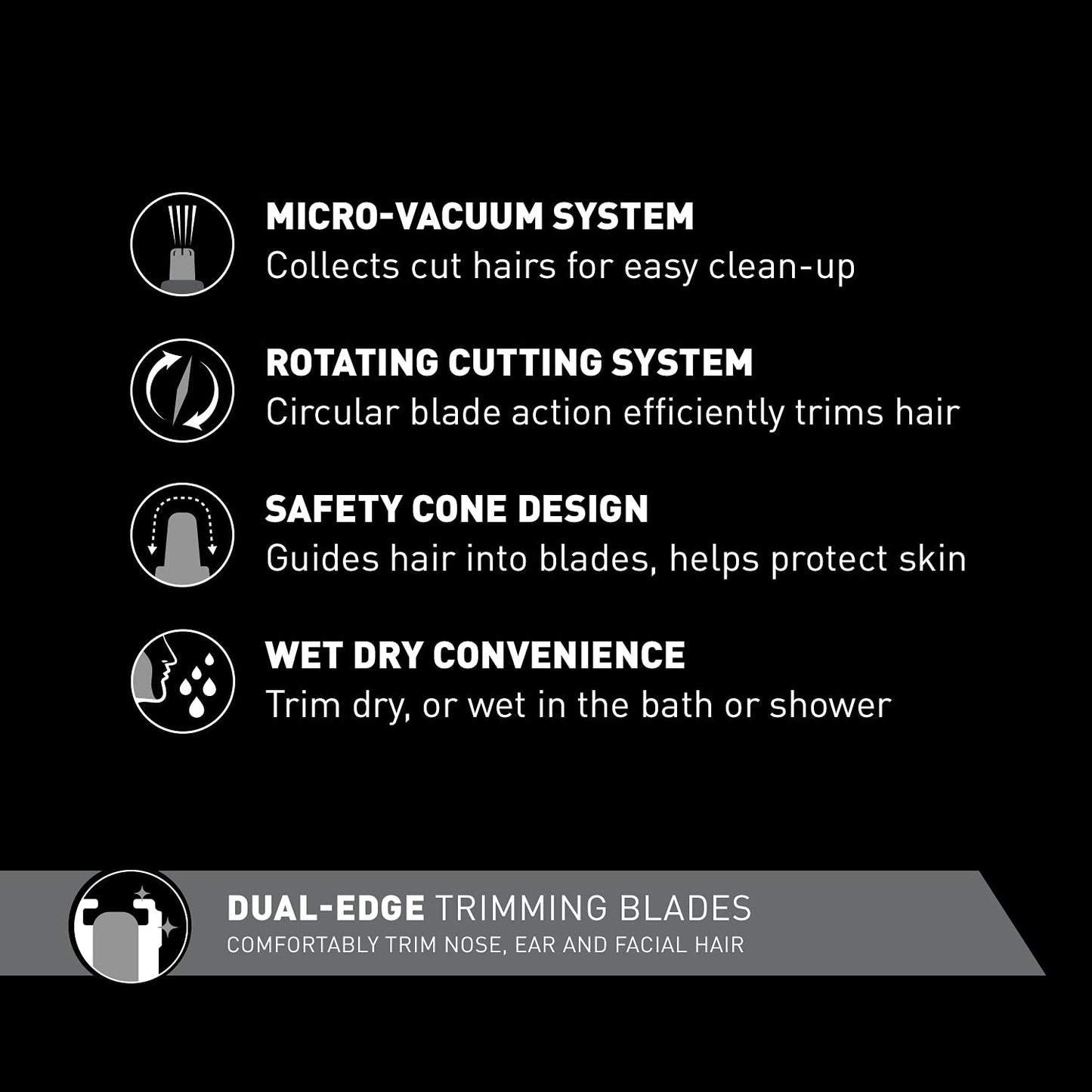 Panasonic ER430K Vacuum Nose/Facial Hair Trimmer, Black