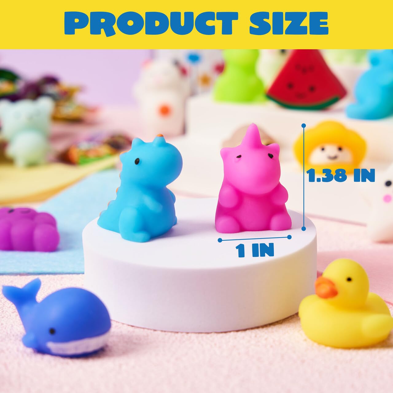 JOYIN Mochi Squishy Toys Set, 100 Pack Mini Mochi Party Favors for Kids, Kawaii Squishy Toy Stress Relief Toys, Goodie Bags Fillers with Storage Box, Pinata Stuffers, Classroom Prizes