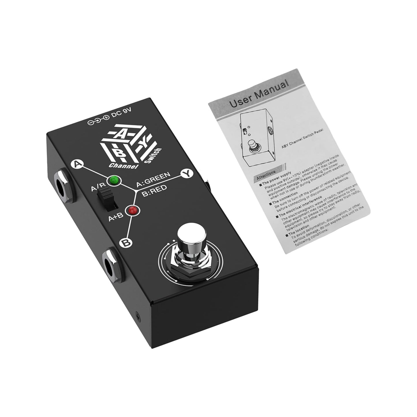 RUSUO Guitar Pedals ABY Box Line Selector AB Switch Mini Guitar Effect Pedal Bidirectional Transmission Metal Casing Anti-Slip Support A/B or A and B Modes