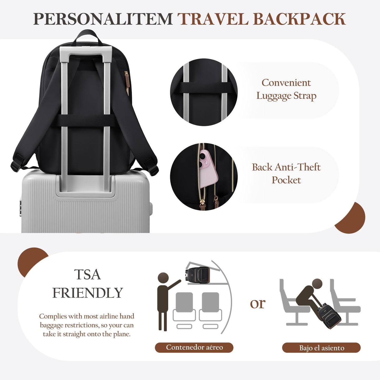 TENSTAR Laptop Backpack for Women, Computer Backpack Fit 16 Inch Notebook, Large Capacity College Backpack Bookbag Water-Resistant Casual Daypack for Travel, Black