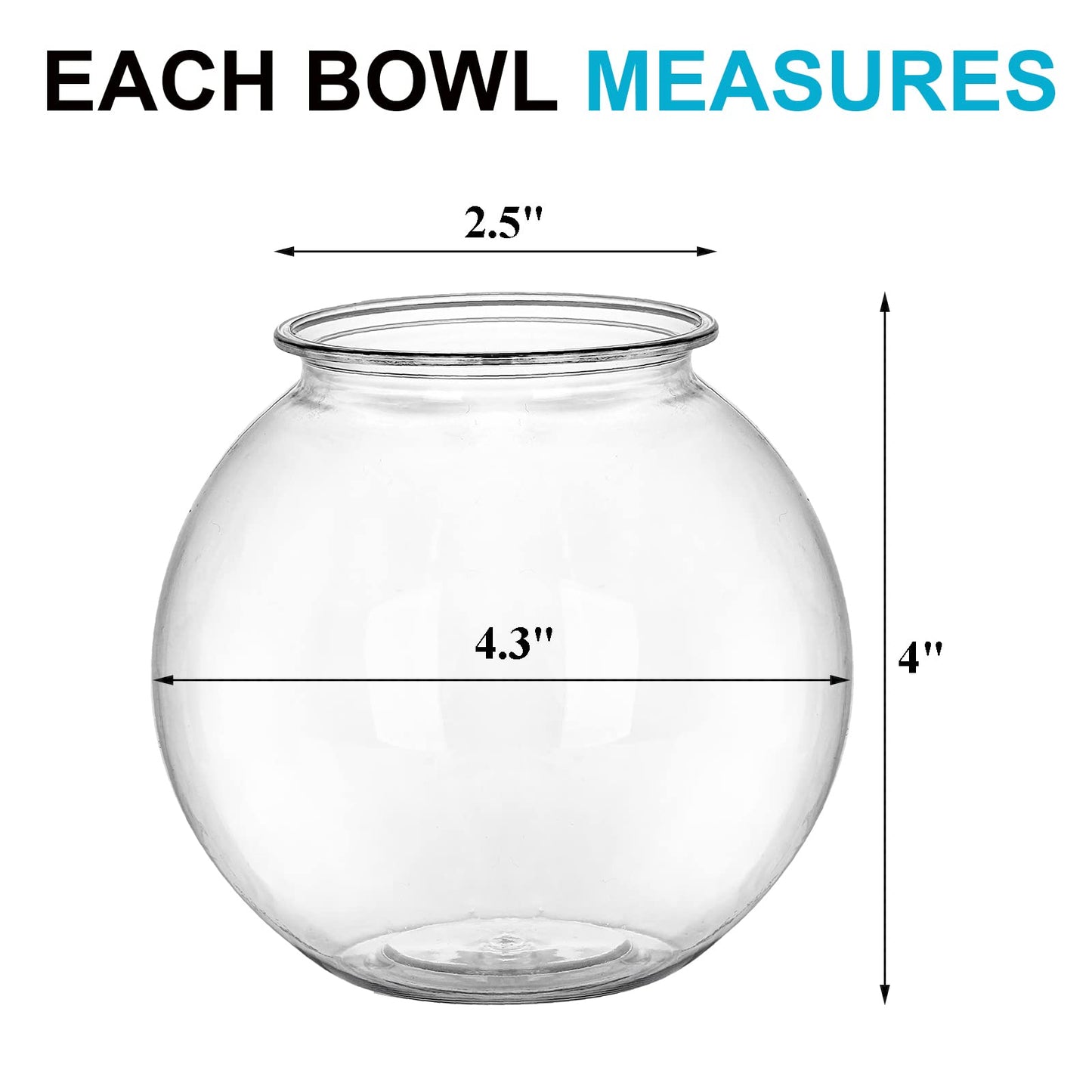 Okllen 12 Pack Plastic Fish Bowls, 16 Oz Clear Round Ivy Bowls for Decoration, Mini Shatterproof Drink Bowl Fishbowl Glasses for Carnival Games, Drinks, Candy, Party Favors & More