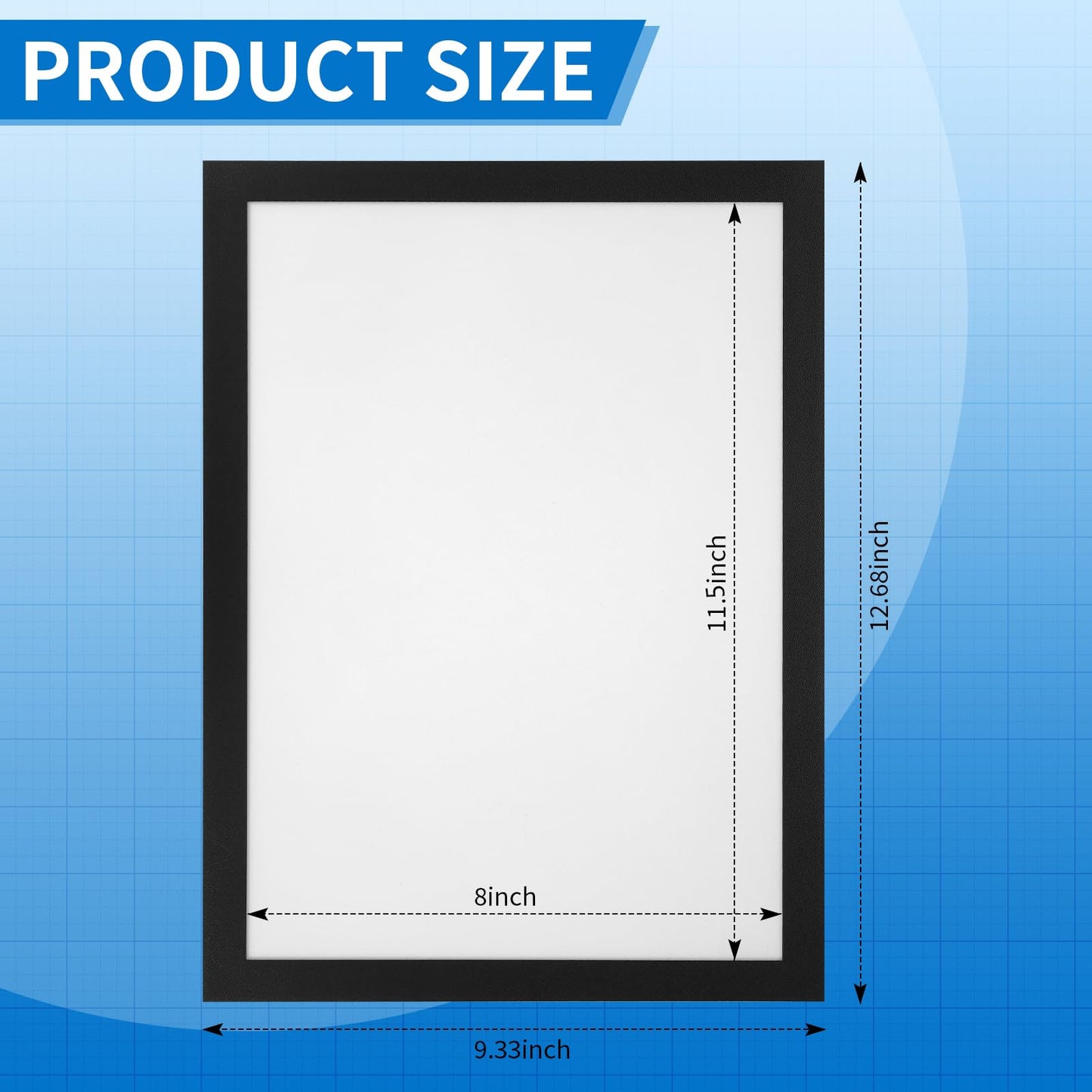 20 Pieces Magnetic Sign Holder 8 x 11.5inches, Self-Adhesive Door Window Document Reusable Adhesive Frames, Wall Glass Peel and Stick Picture Frames (Black)