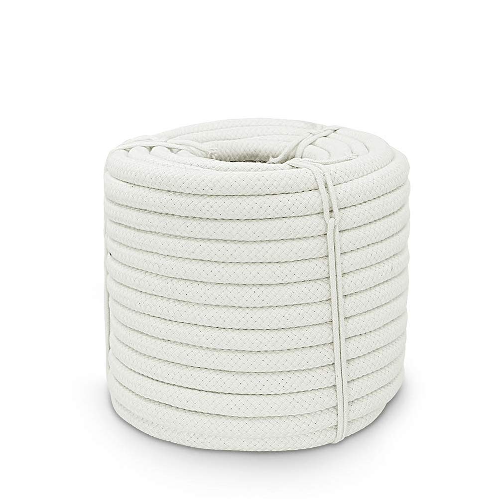 Aoneky Cotton Rope Washing Line Rope Outdoor Clothes Line Long Braided White Rope (3/8 inch x 100 ft)