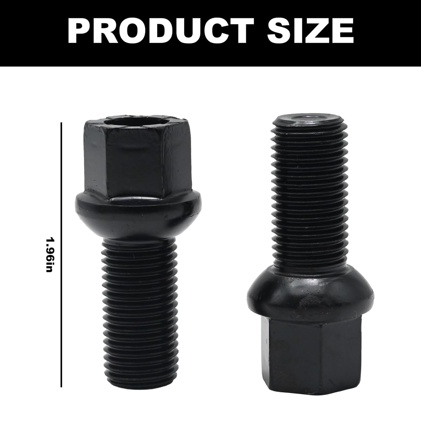 Vkinman 20 Pcs M14x1.5 28mm Shank Wheel Lug Bolts Lug Studs Compatible with Audi BMW Mercedes-Benz Porsche Volkswagen, Black