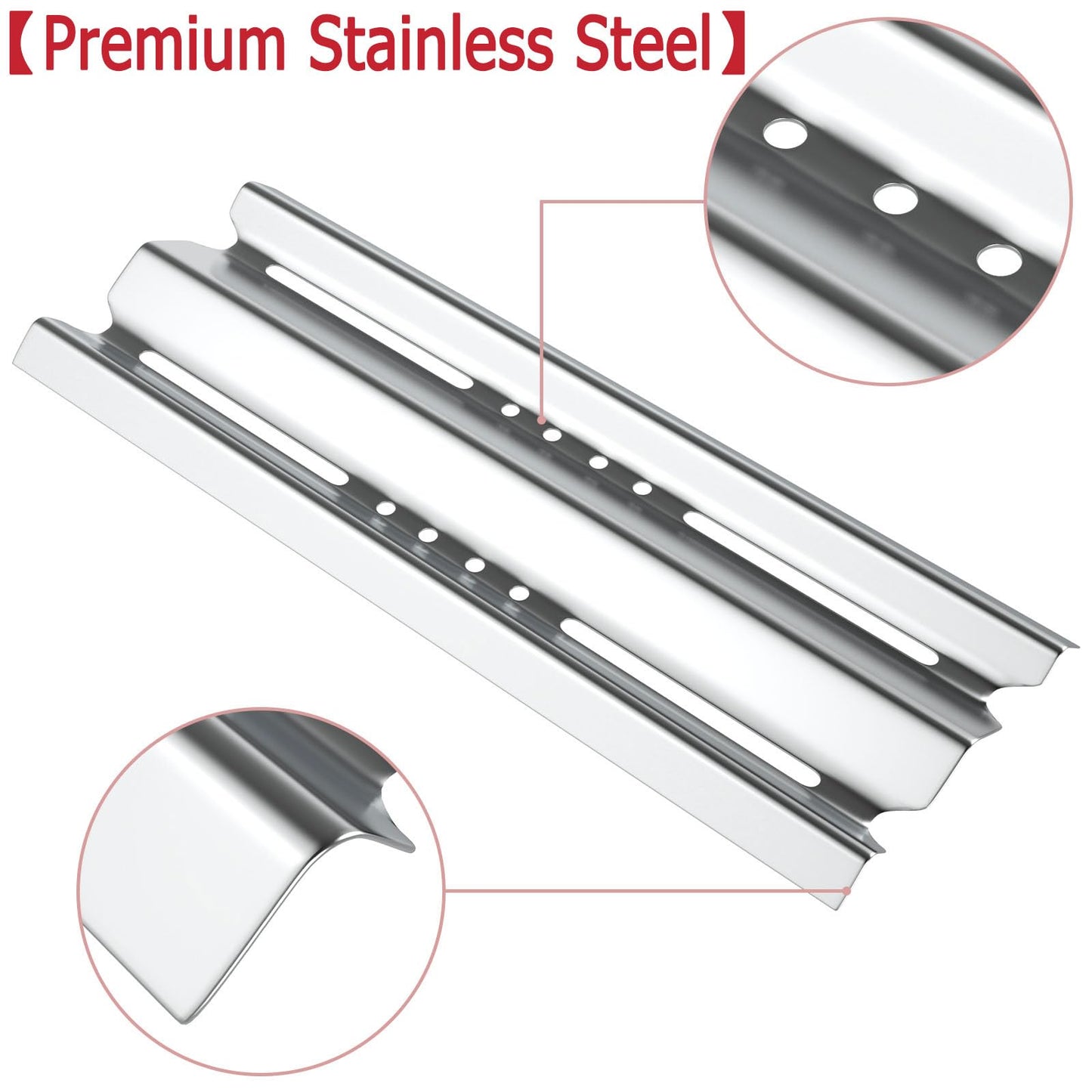 GLOWYE BBQ Sear Plate and Grill Burner Replacement for Napoleon Legend LEX 485 & 605 & 730 Series, Prestige 500 Grills, Stainless Steel Heat Shield Plates with Burner Tube Parts, 4-Pack