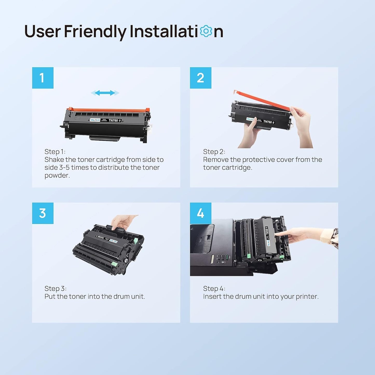 (4 Black) TN760 Toner Cartridge for Brother TN 760 TN730 TN-760 TN-730 Replacement for Brother DCP-l2550DW HL-L2390DW Toner Use for DCP 2550DW MCF L2690DW L2710DW L2750DW HL-L2350DW L2390DW Printer