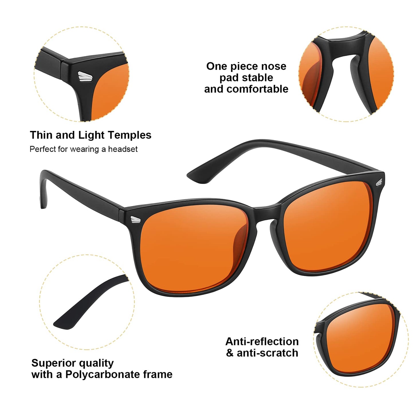 Blue Light Blocking Glasses Gaming Glasses, Anti Eyestrain Gaming Computer Glasses, Anti-Glare Screen Glasses for Women/Men (Video Games, Console, TV, PC)