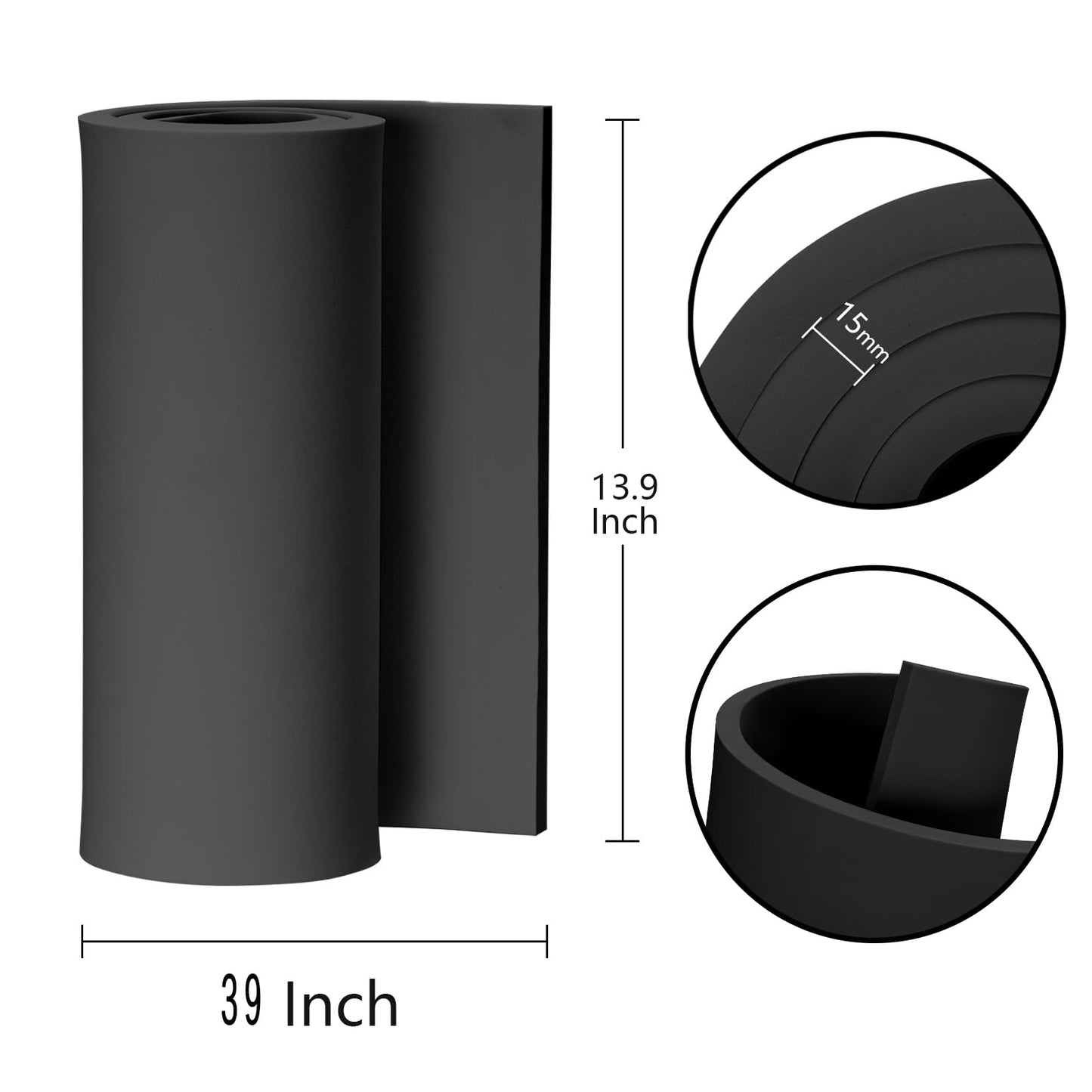 20mm Thick Black Eva Foam Cosplay Sheets roll, 13.9" x 39" Premium eva Craft Foam for Cosplay Costume by MEARCOOH