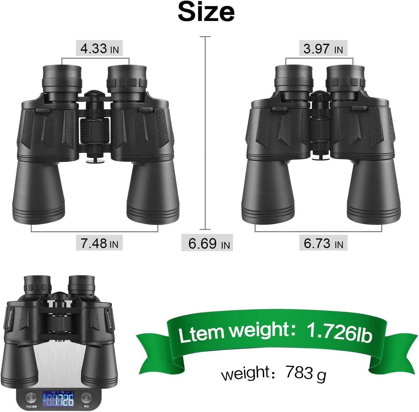 20x50 High Power Military Binoculars, Compact HD Professional/Daily Waterproof Binoculars Telescope for Adults Bird Watching Travel Hunting Football-BAK4 Prism FMC Lens-with Case and Strap (20X50)