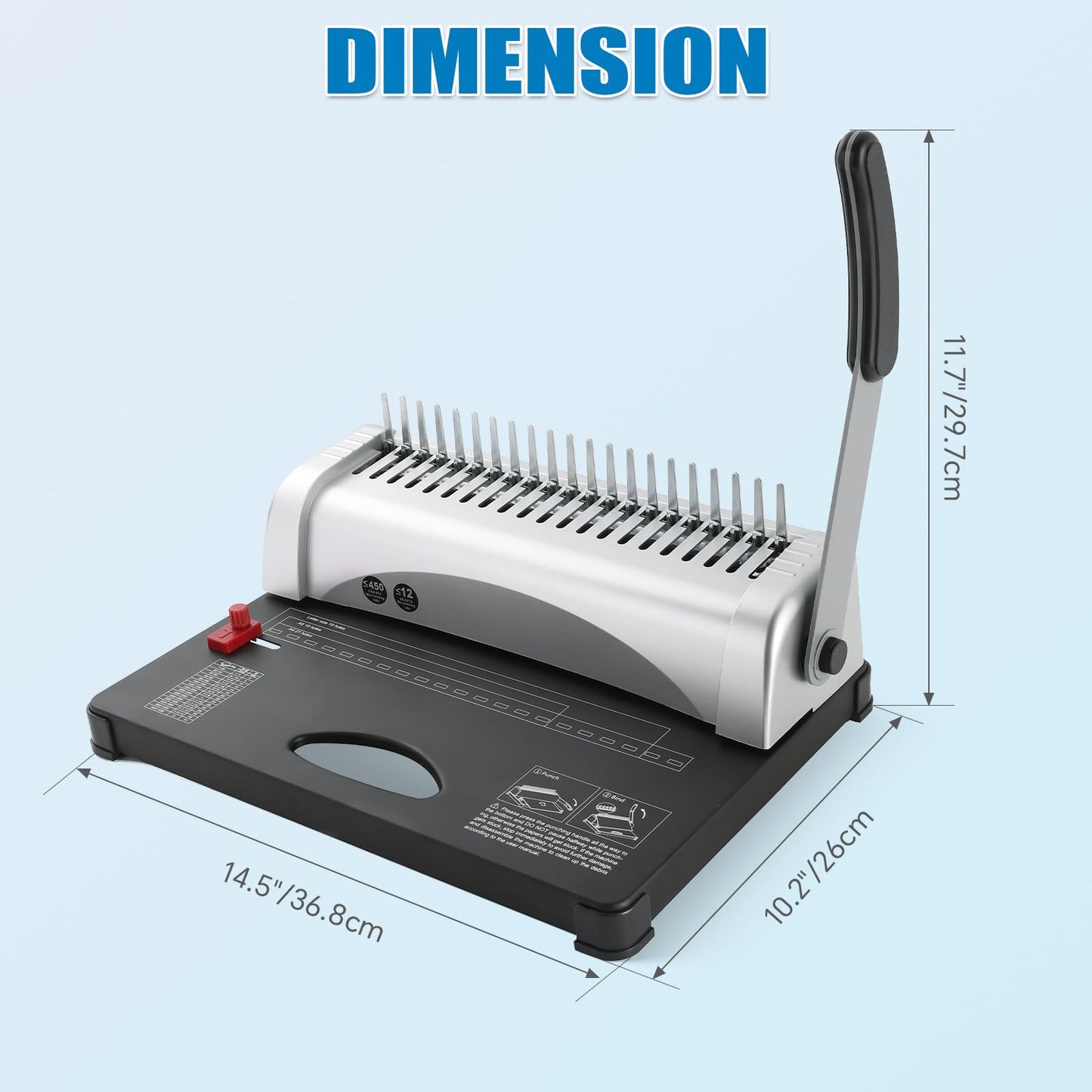 FLK Tech Binding Machine Comb Binding Machine with 100PCS 3/8'' Comb Bindings Spines, Comb Binder Machine for Letter Size, A4, A5 Paper