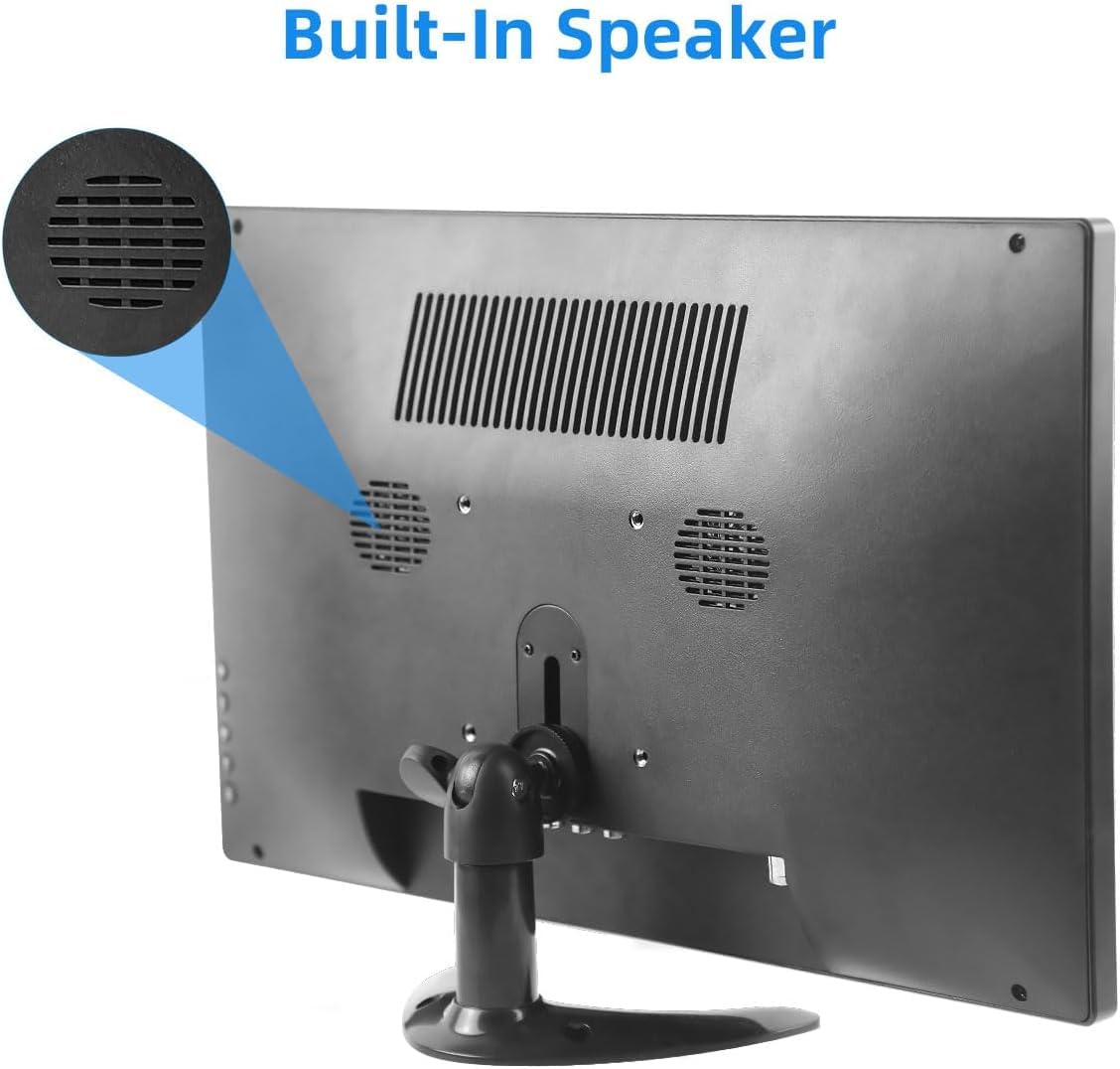 15.6 Inch Small PC Monitor,Portable Mini Monitor IPS Display 1920 x 1080P LED Desktop Display with HDMI/VGA/BNC/AV/USB/AV Port,Speakers,Ideal for PC CCTV Security Camera Computer Laptop RasPi, VESA