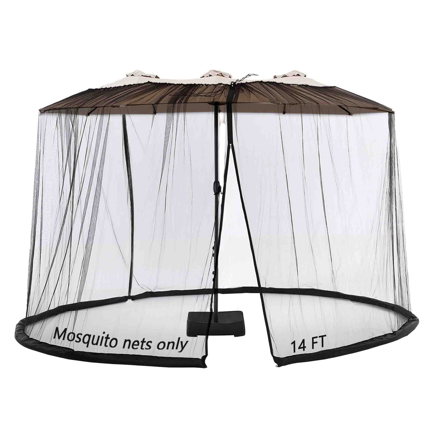 Mosquito Netting for Patio Umbrella 14FT Double Sided Canopy & 10X10 Ft Gazebo (Black) (Does Not Contain Patio Umbrella)