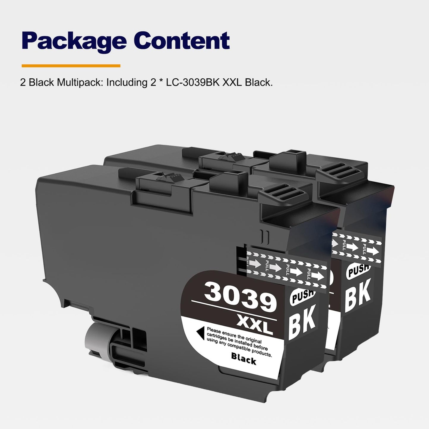 LC3039 XXL Ink Cartridges LC3039BK LC3037BK XXL Black Ultra High-Yield Compatible for Brother MFC-J5845DW MFC-J5845DWXL MFC-J5945DW MFC-J6545DW MFC-J6545DWXL MFC-J6945DW Printer (BK*2)